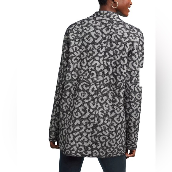 Anthropologie Michael Stars Classic Jacket Leopard Cardigan Sweater Grey Women S - Picture 2 of 13